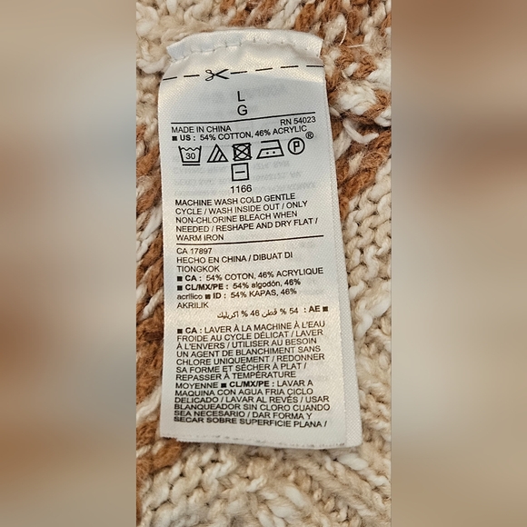 Old Navy Sweaters Fringed Cotton Blend Southwestern Boho Waterfall Cream Size L - Picture 7 of 8